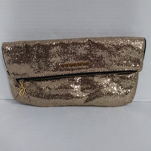 Victoria's Secret Handbags - Victoria's Secret Metallic Glitter Gold Cosmetic Bag